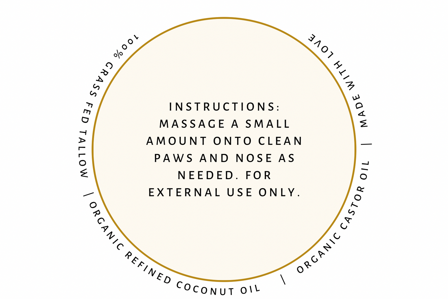 Natural dog paw balm ingredients - grass-fed tallow, organic coconut oil, organic castor oil
