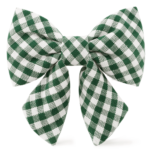 Evergreen Gingham Lady Dog Bow
