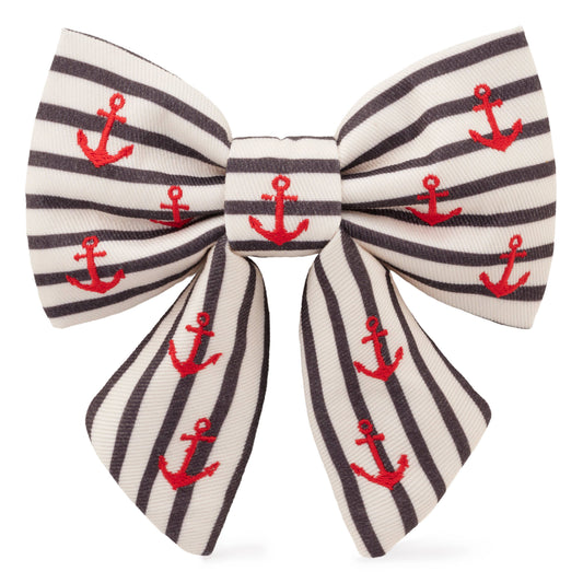 Anchor Embroidered Lady Dog Bow