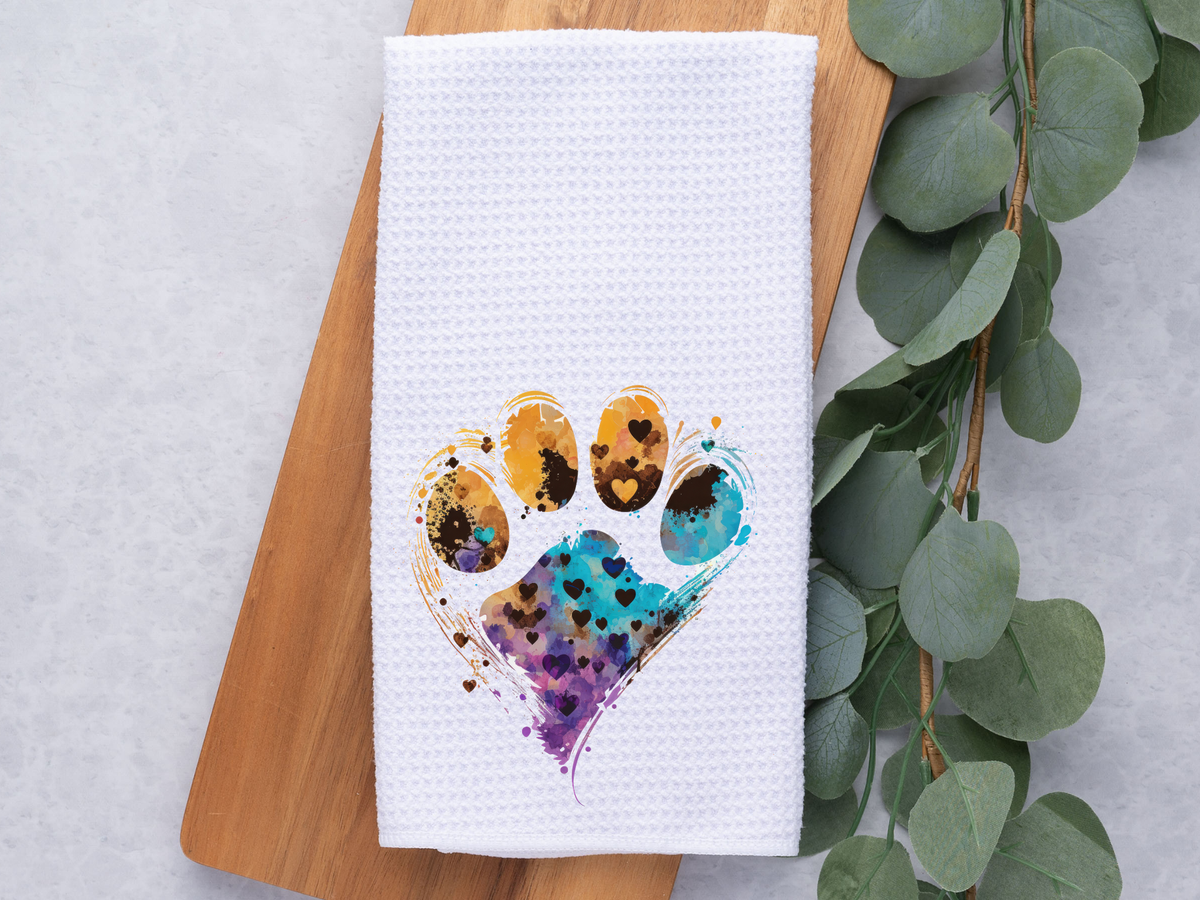 Watercolor Paw Print / Dog / Pet Lover / Dish / Hand Towel
