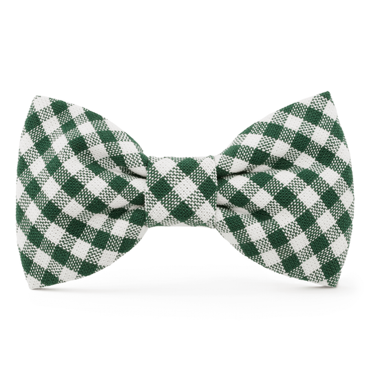 Evergreen Gingham Dog Bow Tie